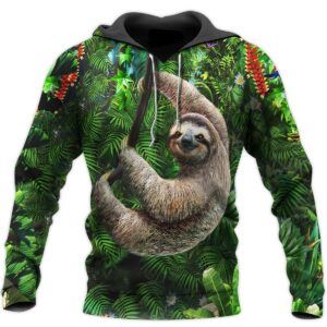 Sloth Hoodie Sloth Hang On Tree Cute 3d Green Hoodie Apparel Adult 2023