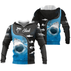 Shark Hoodie Leather Shark Black Blue 3d Hoodie Shark Week Apparel Adult Unisex 2023