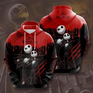 Nightmare Before Christmas Hoodie Jack Skellington Claw Scratch Red Black Hoodie Adult Full Size 2023