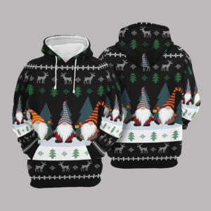 Gnome Christmas Hoodie Three Gnome Christmas Black Hoodie 2023