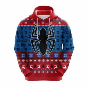 Spider Man Christmas Hoodie Spider Christmas Patterns Blue Red Hoodie 2023