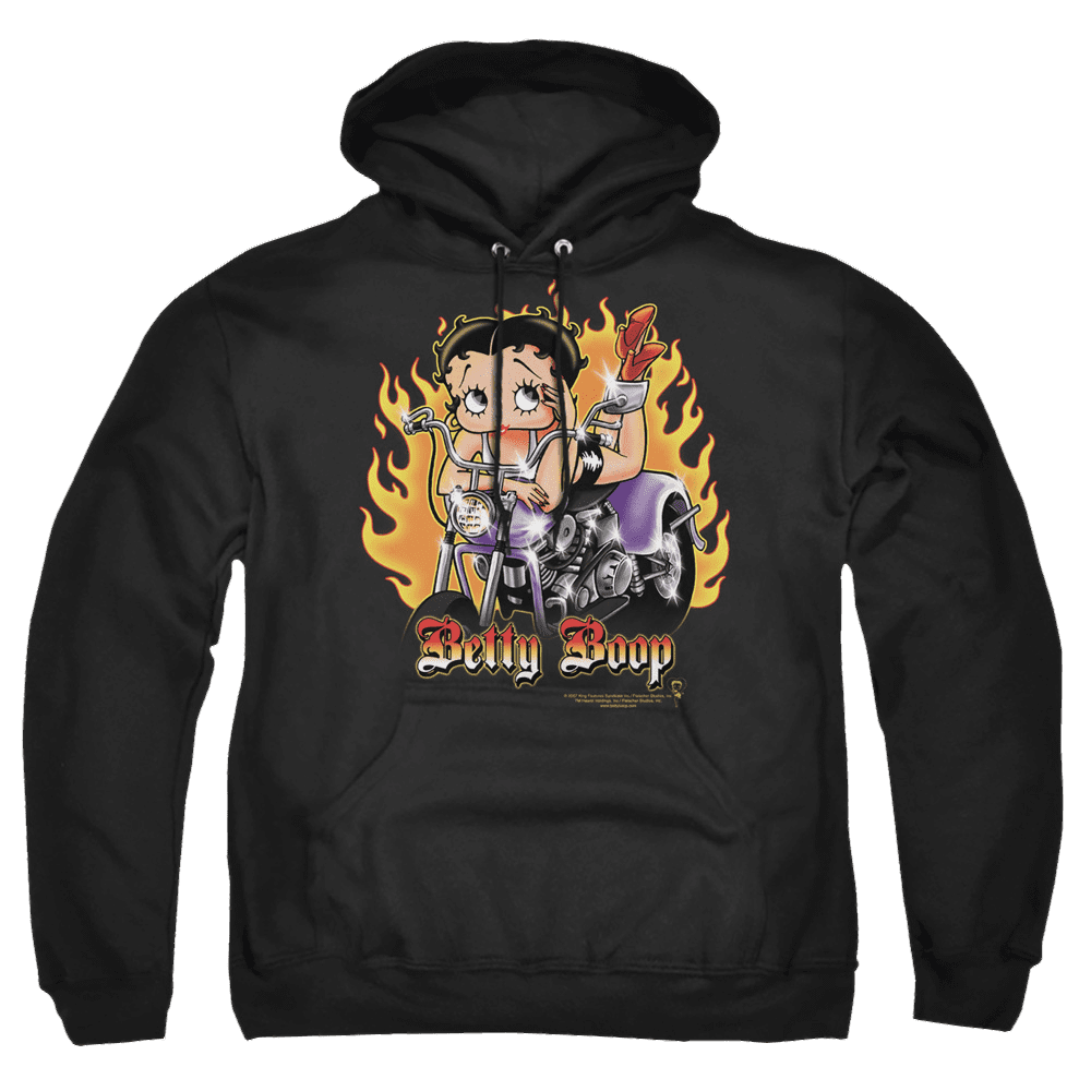 Betty Boop Biker Flames Boop – Pullover Hoodie