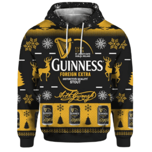 Guinness Hoodie Guinness Foreign Extra Stout Hoodie Black Yellow Unisex