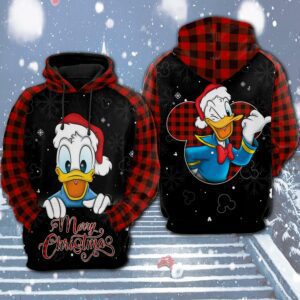 DN Christmas Hoodie Christmas Hat Donald Duck Merry Christmas Hoodie 2023