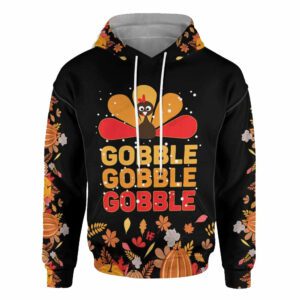 Thanksgiving Hoodie Thanksgiving Gobble GobbleTurkey Hoodie Black Brown Unisex