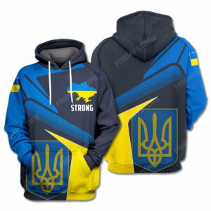 Ukraine T-Shirt Ukraine Flag Coat Of Arms Strong Black Blue Yellow Hoodie Ukraine Hoodie 2023