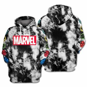 MV T-Shirt MV Super Hero Symbols Tie Dye Black White Hoodie MV Hoodie 2023
