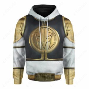 Movie Mighty Morphin White Power Rangers Costume Hoodie Sweatshirt T-Shirt Sweatpants Tracksuit - FoxEcommerce Exclusive